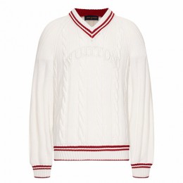 [홍콩명품.LOUIS VUITTON] 루이비통 25SS 로고 프레피 V넥 케이블 풀오버 1AIJYR (화이트), BM24257, KK, 레플리카의류,미러급사이트