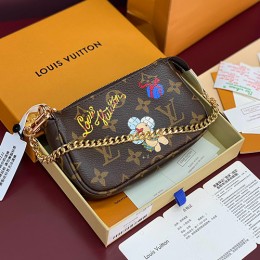 [가격문의][홍콩명품.LOUIS VUITTON] 루이비통 25SS 로고 미니 포쉐트 액세서리 모노그램 아이스드 골드 M15328 (브라운), BGM5522, BDA, 홍콩명품가방,명품쇼핑몰,크로스백,핸드백,구매대행