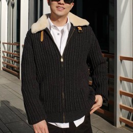 [홍콩명품.LOUIS VUITTON] 루이비통 25SS 로고 시어링 니트 집업 가디건 자켓 1AJBU9 (다크그레이), BM24273, KB, 레플리카의류,미러급사이트