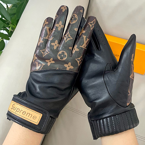 [홍콩명품.LOUIS VUITTON] 루이비통 26SS 로고 모노그램 Supreme 콜라보 레더 가죽 장갑 (블랙), ET3261, JX, 홍콩명품의류,구매대행,온라인명품