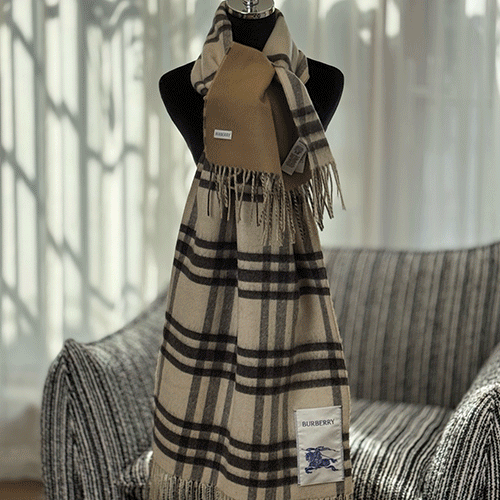 [홍콩명품.Burberry] 버버리 26SS 로고 체크패턴 캐시미어 스카프 머플러 (베이지), ET3302, JX, 홍콩명품의류,구매대행,온라인명품