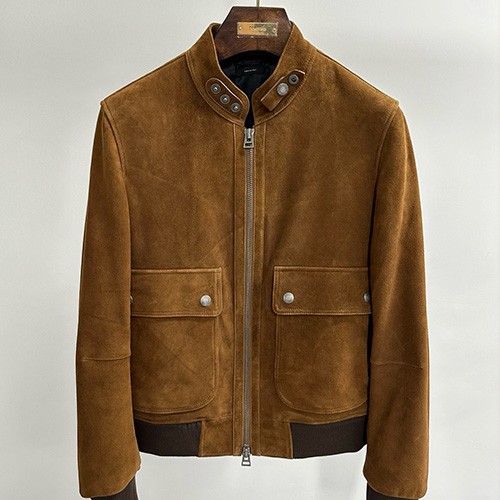 [홍콩명품.TOM FORD] 톰포드 26SS 로고 레더 가죽 봄버 자켓 (브라운), BM24330, TOM, 레플리카의류,미러급사이트