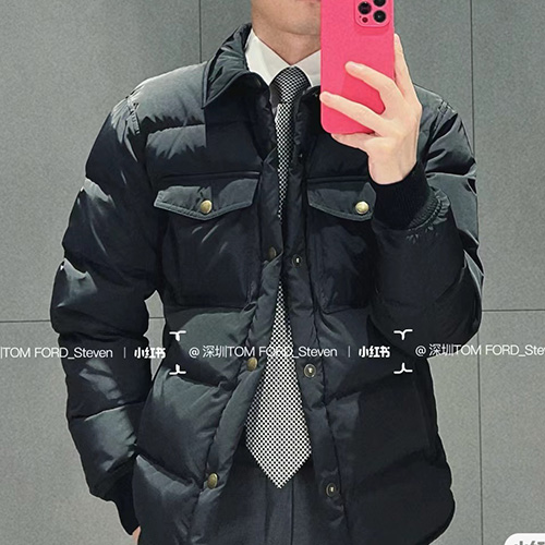 [홍콩명품.TOM FORD] 톰포드 26SS 로고 구스다운 카라 패딩 자켓 (블랙), BM24339, TOM, 레플리카의류,미러급사이트