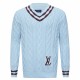 [홍콩명품.LOUIS VUITTON] 루이비통 26SS 로고 Tyler V넥 니트 스웨터 1AFPYY (스카이블루), BM24366, 레플리카의류,미러급사이트