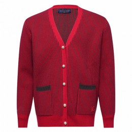 [홍콩명품.LOUIS VUITTON] 루이비통 26SS 로고 패턴  V넥 니트 가디건 1AFXXY (레드), BM24367, 레플리카의류,미러급사이트