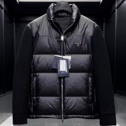[홍콩명품,PRADA] 프라다 26SS 삼각로고 터틀넥 레이어드 구스다운 패딩 자켓 (블랙), BM24402, 레플리카의류,미러급사이트