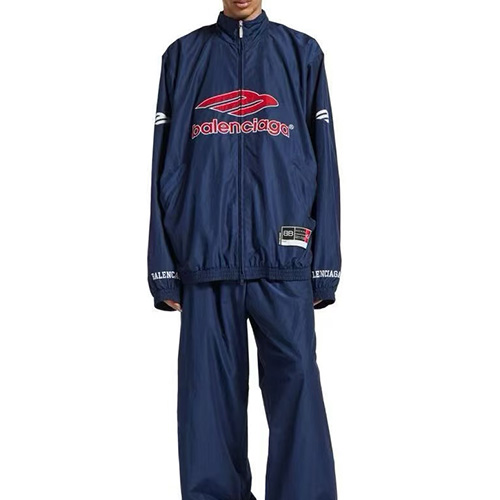 [홍콩명품.BALENCIAGA] 발렌시아가 26SS 로고 자수 트레이닝 집업 자켓 + 조거 팬츠 바지 상하의 세트 (네이비), BM24413, JL, 레플리카의류,미러급사이트