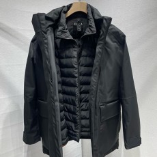 [홍콩명품.ZEGNA] 제냐 26SS 로고 다운 패딩 탈부착 후드 파카 3중자켓 (블랙 2PCS), BM24419, JL, 레플리카의류,미러급사이트