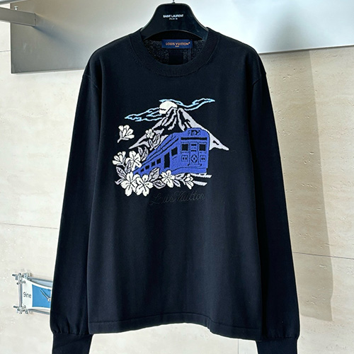 [홍콩명품.LOUIS VUITTON] 루이비통 26SS 로고 크루넥 니트 긴팔 티셔츠 1AIMCC, BM24422, KB, 레플리카의류,미러급사이트