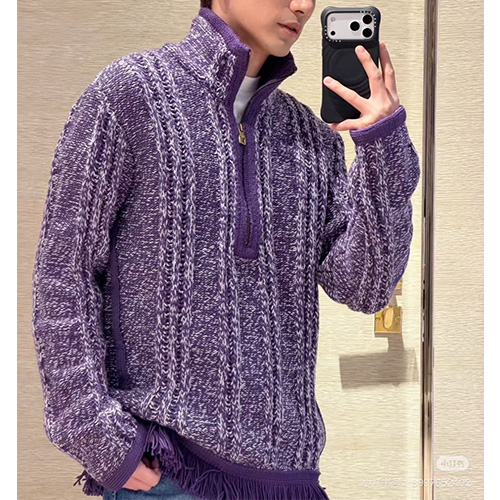 [홍콩명품.LOUIS VUITTON] 루이비통 26SS 로고 하이넥 하프지퍼 니트 스웨터 1AJUS2 (퍼플), BM24426, KB, 레플리카의류,미러급사이트