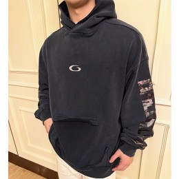 [홍콩명품.BALENCIAGA] 발렌시아가 26SS 로고 테이핑 빈티지 후드 티셔츠 (블랙), BM24450, KK, 레플리카의류,미러급사이트