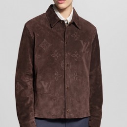 [홍콩명품.LOUIS VUITTON] 루이비통 26SS 로고 모노그램 레더 가죽 카라 자켓 1AIJYB (브라운), BM24452, KK, 레플리카의류,미러급사이트