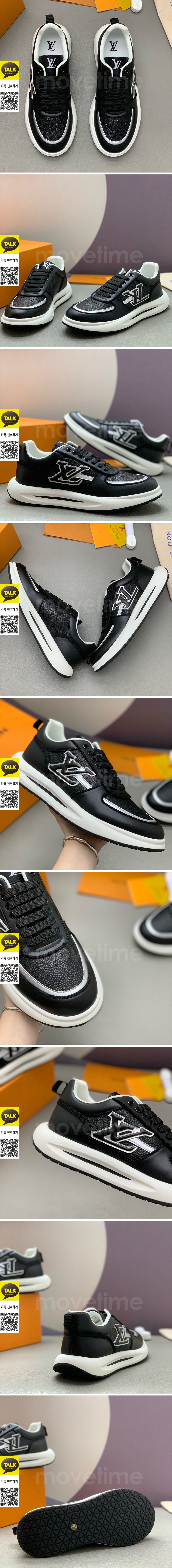 [홍콩명품.LOUIS VUITTON] 루이비통 26SS 로고 레더 가죽 스니커즈 운동화 (블랙), SE6043, PMD, 명품스니커즈,운동화,구두,로퍼,하이탑,신발