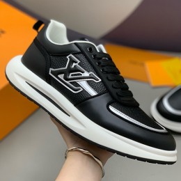 [홍콩명품.LOUIS VUITTON] 루이비통 26SS 로고 레더 가죽 스니커즈 운동화 (블랙), SE6043, PMD, 명품스니커즈,운동화,구두,로퍼,하이탑,신발