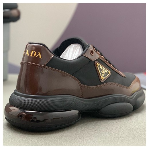[홍콩명품,PRADA] 프라다 26SS 삼각로고 레더 가죽 스니커즈 운동화 (블랙-브라운), SE6052, PMD, 명품스니커즈,운동화,구두,로퍼,하이탑,신발