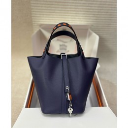 [홍콩명품.Hermes] 에르메스 26SS 로고 레더 가죽 토트백 핸드백 (네이비-은장-18cm), BGM5614, H3, 홍콩명품가방,명품쇼핑몰,크로스백,핸드백,구매대행