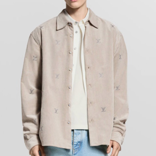 [홍콩명품.LOUIS VUITTON] 루이비통 26SS 로고 LV 블라종 엠벨리시드 롱 슬리브드 코듀로이 셔츠 1AIKBP, BM24503, YS, 레플리카의류,미러급사이트
