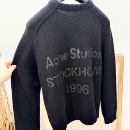 [가격문의][홍콩명품.ACNE STUDIO] 아크네스튜디오 26SS 로고 캐시미어 니트 스웨터 (블랙), BM24525, YS, 레플리카의류,미러급사이트