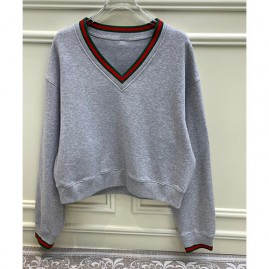 [가격문의][홍콩명품.Gucci] 구찌 26SS 로고 여성 V넥 맨투맨 티셔츠 (그레이), BM24537, MC, 레플리카의류,미러급사이트