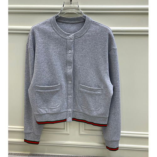 [홍콩명품.Gucci] 구찌 26SS 로고 여성 라운드넥 자켓 (그레이), BM24538, MC, 레플리카의류,미러급사이트