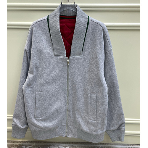 [홍콩명품.Gucci] 구찌 26SS 로고 여성 솜패딩 V넥 집업 자켓 (그레이), BM24539, MC, 레플리카의류,미러급사이트