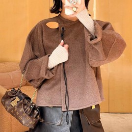 [가격문의][홍콩명품.LOUIS VUITTON] 루이비통 26SS 로고 여성 캐시미어 라운드넥 자켓 1AJE64 (브라운), BM24542, MC, 레플리카의류,미러급사이트