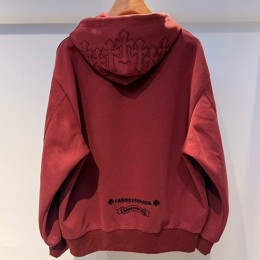 [홍콩명품.Chrome Hearts] 크롬하츠 26SS 로고 크로스 후드 티셔츠 (레드), BM24573, 레플리카의류,미러급사이트