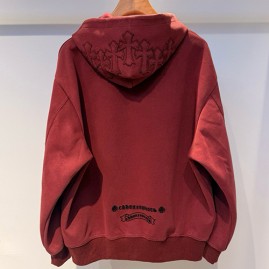 [홍콩명품.Chrome Hearts] 크롬하츠 26SS 로고 크로스 후드 티셔츠 (레드), BM24573, 레플리카의류,미러급사이트