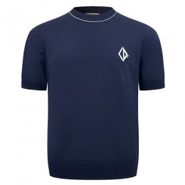 [홍콩명품,Christian Dior] 디올 26SS 로고 니트 반팔 티셔츠 (네이비), BM24610, KK, 레플리카의류,미러급사이트