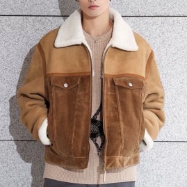 [가격문의][홍콩명품.LOUIS VUITTON] 루이비통 26SS 로고 시어링 레더 가죽 코드류이 레이어드 카라 자켓 1AJBQR, BM24712, KK, 레플리카의류,미러급사이트