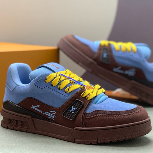 [가격문의][홍콩명품.LOUIS VUITTON] 루이비통 26SS 로고 남여 모노그램 트레이너 스니커즈 운동화 (블루-브라운), SE6097, PMD, 명품스니커즈,운동화,구두,로퍼,하이탑,신발