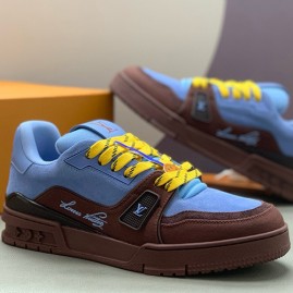 [가격문의][홍콩명품.LOUIS VUITTON] 루이비통 26SS 로고 남여 모노그램 트레이너 스니커즈 운동화 (블루-브라운), SE6097, PMD, 명품스니커즈,운동화,구두,로퍼,하이탑,신발