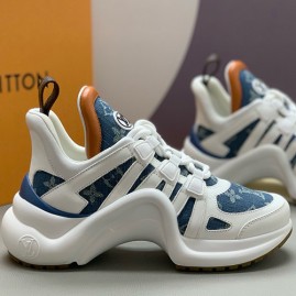 [가격문의][홍콩명품.LOUIS VUITTON] 루이비통 26SS 로고 모노그램 아치라이트 스니커즈 운동화 (화이트-데님), SE6110, PMD, 명품스니커즈,운동화,구두,로퍼,하이탑,신발