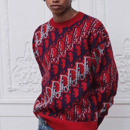 [홍콩명품,Christian Dior] 디올 26SS 로고 오블리크 캐시미어 니트 스웨터 (레드), BM24728, KK, 레플리카의류,미러급사이트