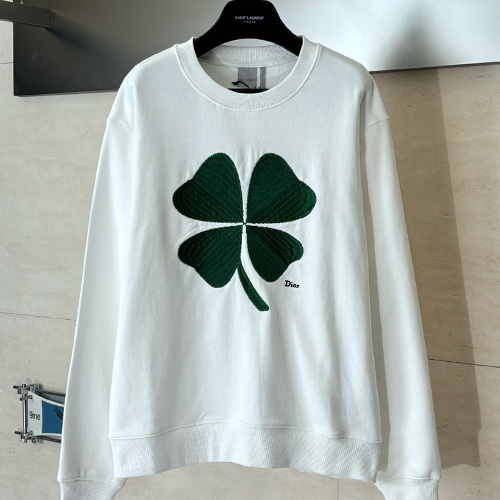 [홍콩명품,Christian Dior] 디올 26SS 로고 클로버 자수 맨투맨 티셔츠 (화이트), BM24730, KB, 레플리카의류,미러급사이트