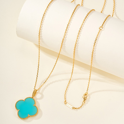 [홍콩명품.VANCLEEF&ARPELS] 반클리프아펠 퓨어 알함브라 26SS 로고 FLOWERLACE 목걸이 (골드-블루), ET3458, 홍콩명품의류,구매대행,온라인명품