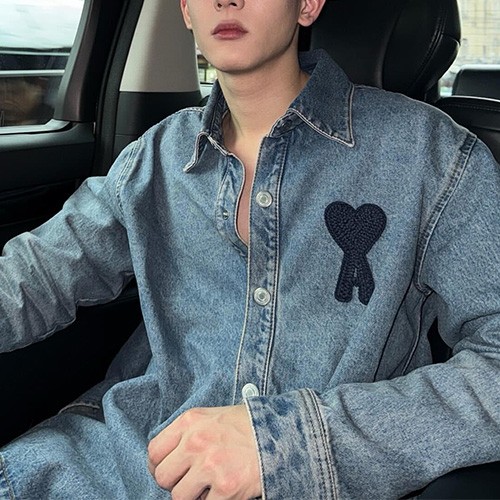 [홍콩명품.AMI] 아미 26SS 로고 자수 데님 남방 셔츠, BM24844, JL, 레플리카의류,미러급사이트