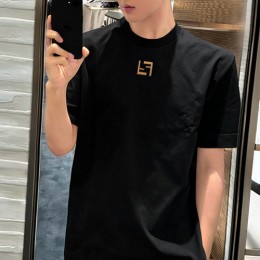 [가격문의][홍콩명품,FENDI] 펜디 26SS 로고 FF 자수 반팔 티셔츠 (블랙), BM24916, KK, 레플리카의류,미러급사이트