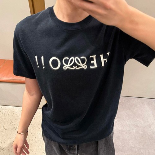 [홍콩명품.LOEWE] 로에베 26SS 로고 프린트 반팔 티셔츠 (네이비), BM25045, JL, 무료배송