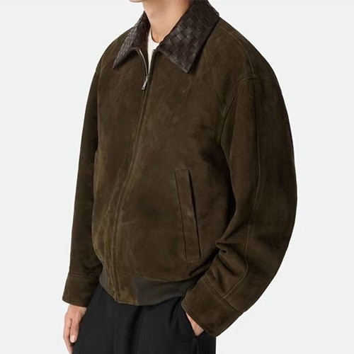 [홍콩명품.BOTTEGA VENETA] 보테가베네타 26SS 로고 인트레치아토 카라 레더 가죽 봄버 자켓 (2컬러), BM25237, TOM, 무료배송