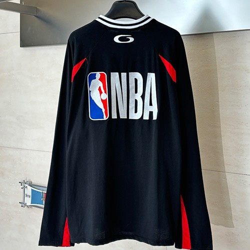 발렌시아가 로고 NBA 콜라보 유니폼 긴팔 티셔츠 (블랙) 26SS