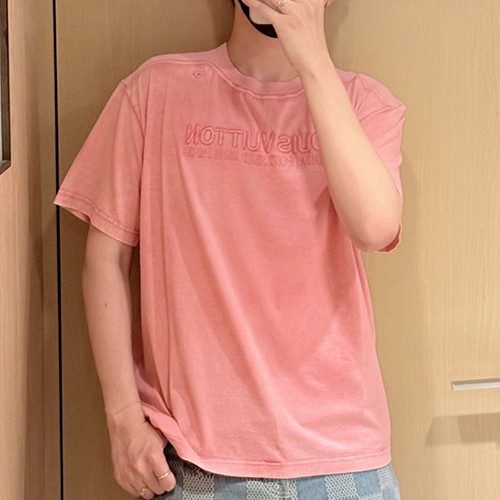 루이비통 로고 코튼 워싱 반팔 티셔츠 (핑크) 26SS