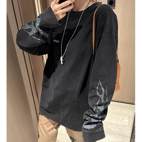 크롬하츠 로고 프린트 빈티지 긴팔 티셔츠 (블랙) 26SS