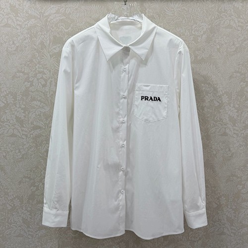 프라다 로고 자수 여성 남방 셔츠 (화이트) 26SS