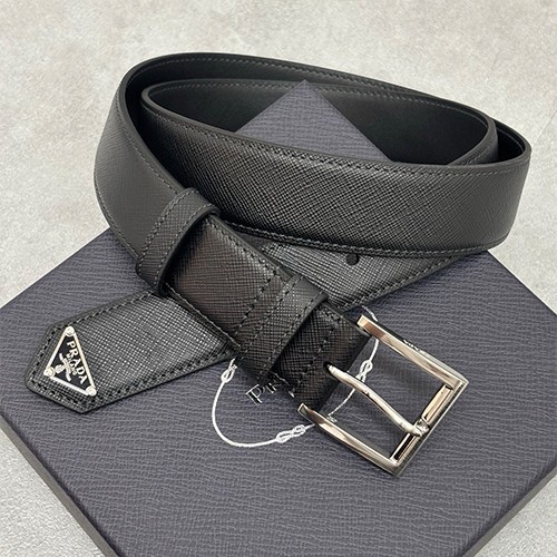 프라다 삼각로고 Saffiano 레더 가죽 3.3cm 벨트 (블랙) 26SS