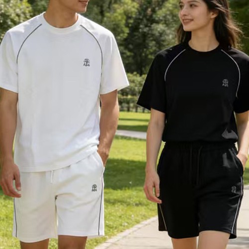 브루넬로 쿠치넬리 로고 자수 반팔 티셔츠 + 쇼츠 반바지 상하의 세트 (2컬러) 26SS
