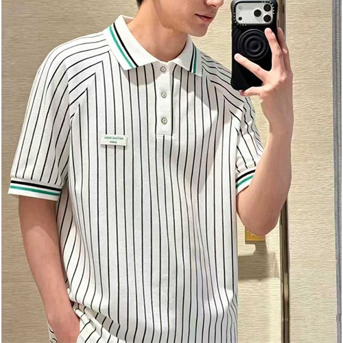 루이비통 로고 스트라이프 카라 폴로 반팔 티셔츠 (화이트) 26SS