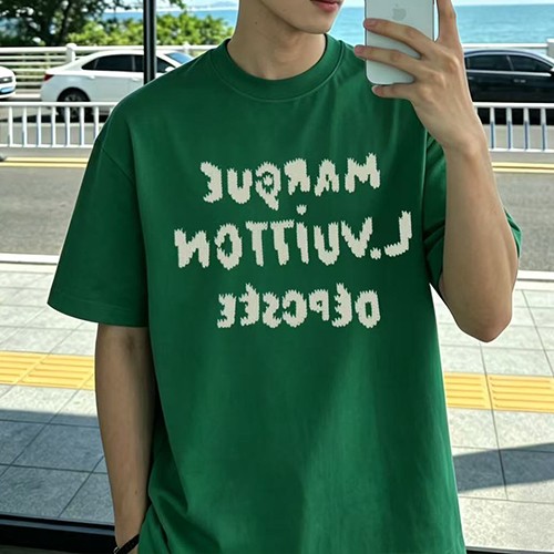 루이비통 로고 자수 반팔 티셔츠 (그린) 26SS