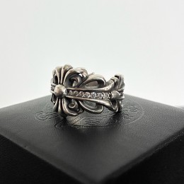 크롬하츠 로고 Floral 다이아 장식 925실버 링 반지 26SS