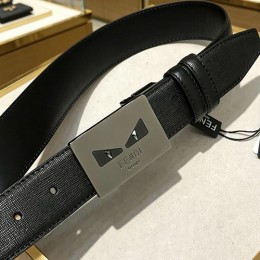 펜디 로고 몬스터아이 레더 가죽 리버서블 3.5cm 벨트 (블랙-은장) 26SS